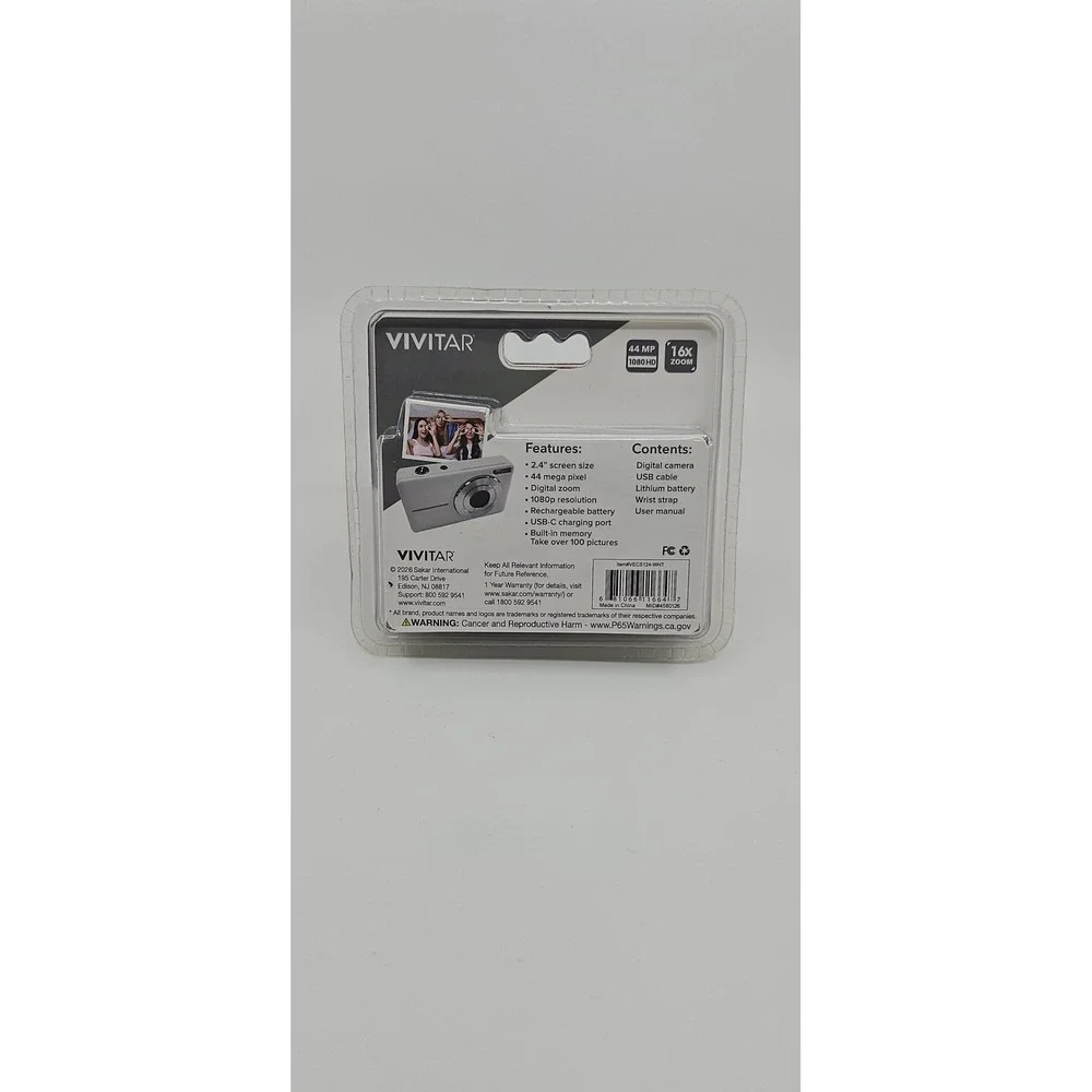 Vivitar PopSnap VEC S124 Digital Camera 44MP 1080p HD 16x Zoom White New